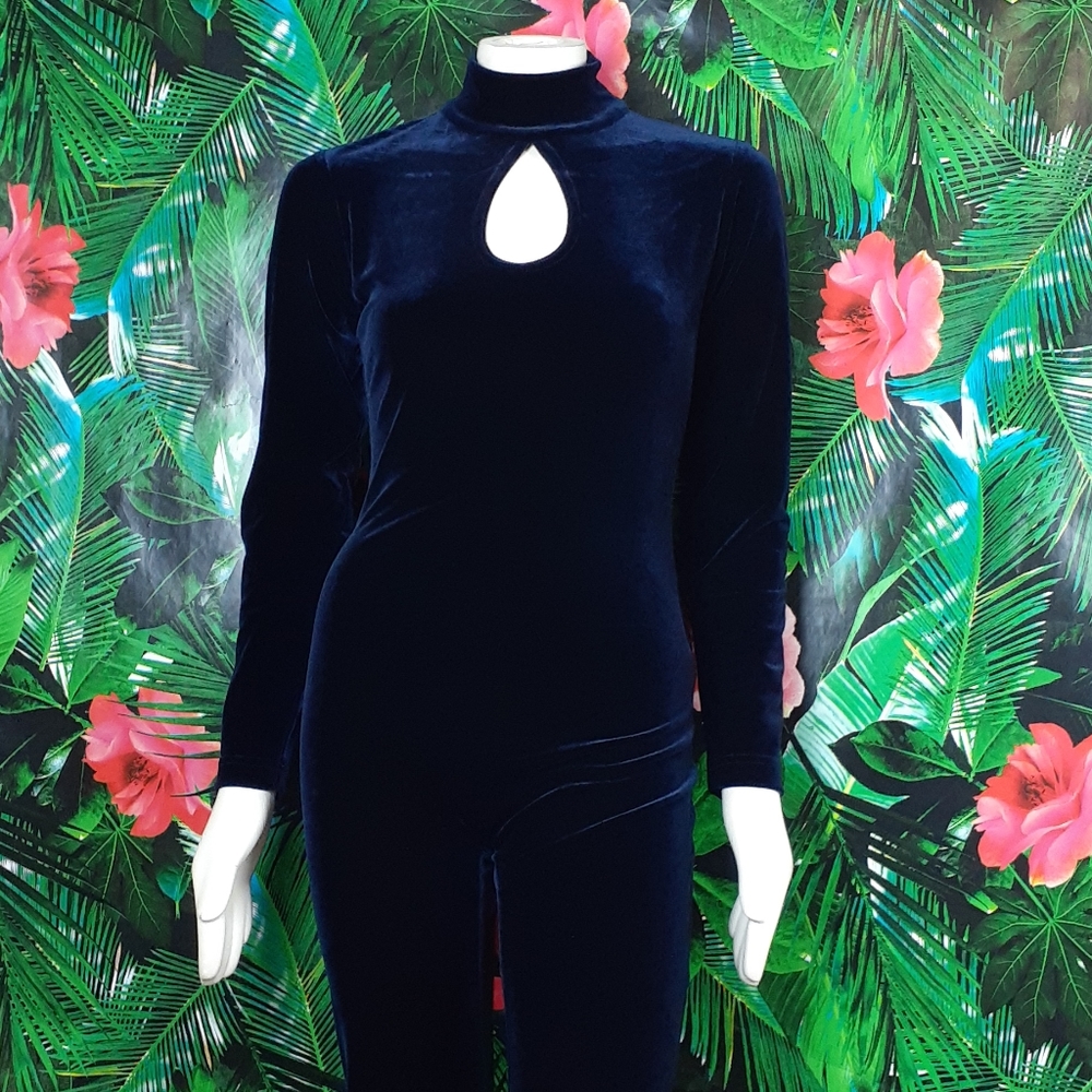 Vintage Velour Navy catsuit jumper